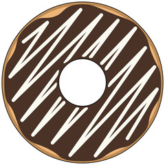 ドーナッツのイラスト（チョコレート・アウトラインあり）