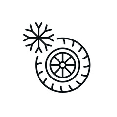 Obraz premium Winter Tyres linear icon. Car service thin line customizable illustration. Contour symbol. Vector isolated outline drawing. Editable stroke