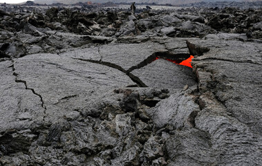Glimpses of lava near Iceland's newest volcano, Geldingadalir