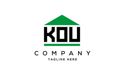 KOU three letter house for real estate logo design