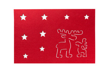 Top view of isolated red christmas placemat for food. Empty space for your design