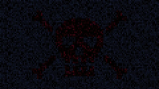 Digital piracy technology computer code internet hacking. skull loop