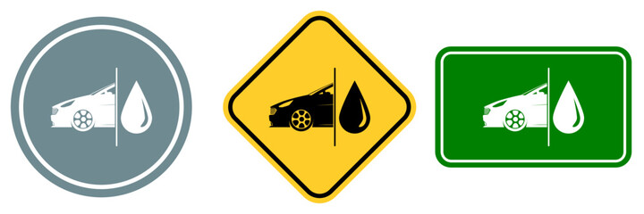 Set of Automobile service sign isolated on white background.