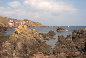 cliffs and coastal bay at St. Abbs Berwickshire