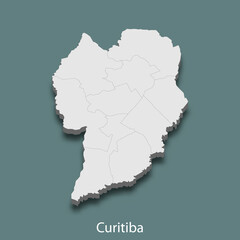 3d isometric map of Curitiba is a city of Brazil