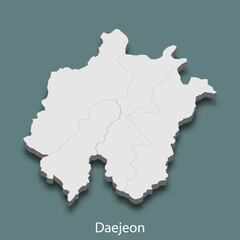 3d isometric map of Daejeon is a city of Korea