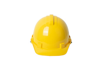 Industrial workers or construction site safety equipment.Yellow safety helmet isolated on white background