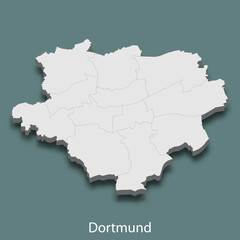 3d isometric map of Dortmund is a city of Germany