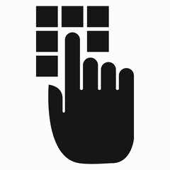 Hand dialing code. Entering the code. Setting the secret code. Commercial line vector icon for websites and mobile minimalistic flat design.