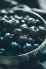 Macro texture of blueberry. Big ripe berries. Vaccinium uliginosum 