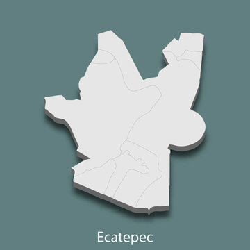 3d isometric map of Ecatepec is a city of Mexico