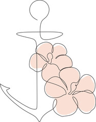 Anchor with flowers line art. anchor vector. Sea minimal logo © Victoria