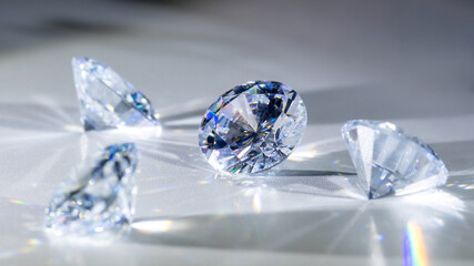 Group of diamonds on a white background. - obrazy, fototapety, plakaty