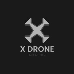 Obraz premium x logo, drone design concept and black background. Modern, simple logo. Suitable for various companies