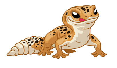 Cute cartoon leopard gecko - obrazy, fototapety, plakaty