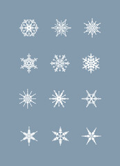 Set snowflakes for laser cutting. Decor item, Christmas tree toy.