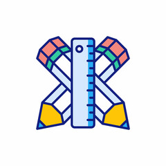 Pencil and Ruler icon in vector. Logotype