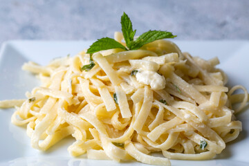 Turkish style cheese pasta (Turkish name; Peynirli eriste makarna)