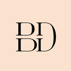 BD monogram logo.Typographic signature icon.Letter b and letter d.Lettering sign isolated on light fund.Wedding, fashion, beauty serif alphabet initials.Elegant, luxury style.	