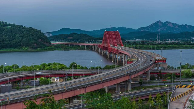 TimeLapse 4k Banghwa Bridge, Seoul, South Korea