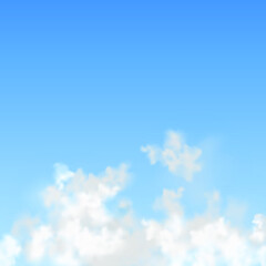 Beautiful blue sky cloud. Vector illustration of cloud in bright day on summer. Concept for web banner for weather.