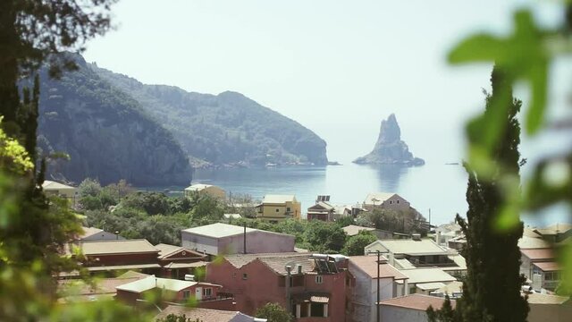 View over  the ocean at Agios Gordios on corfu island in greece
