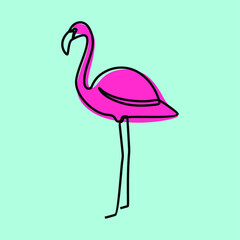 Flamingo bird minimalism oneline continuous line art premium vector