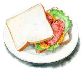 アナログ水彩スパムサンド