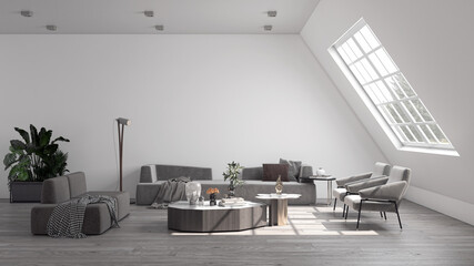 Illustration 3D rendering large luxury modern bright interiors Living room mockup computer digitally generated image