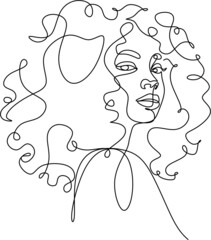 Black Woman Portrait Line Drawing African American Woman Line . Female naked. One line art minimalist portrait. Female vector logo. 