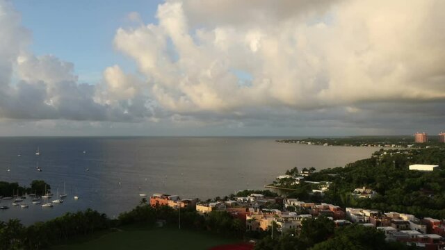 Coconut Grove Miami Florida shot four time lapse looking out on the water from high rise building