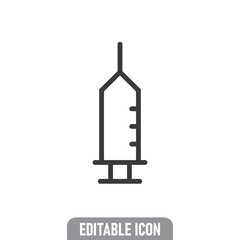 Syringe icon. Vaccine vaccination symbol. Editable line stroke.
