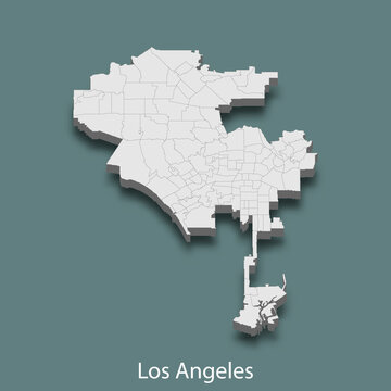 3d Isometric Map Of Los Angeles Is A City Of United States