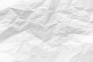 White crumpled paper texture background.