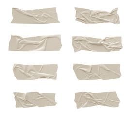 Realistic adhesive tape collection Sticky scotch tape of different sizes.