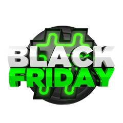 Green #BlackFriday Promotion 3D Label Render with lights isolated