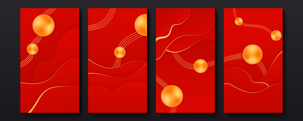 Dark red and shiny gold abstract background