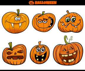 cartoon Halloween pumpkins or Jack'o'lantern set