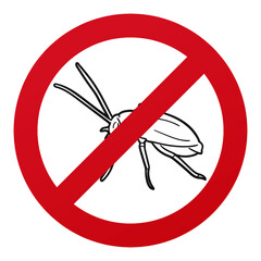 Cockroach Symbol Isolated on White Background. Insect Pest Vector Illustration Prohibition Stop Sign.