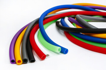 Multi-colored rubber hoses for use in the form of hookah pipes