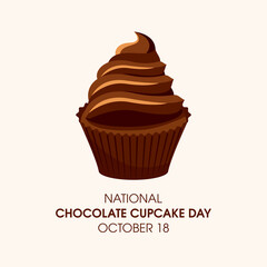 National Chocolate Cupcake Day vector. Delicious chocolate cream cupcake icon vector. Chocolate Cupcake Day Poster, October 18. Important day