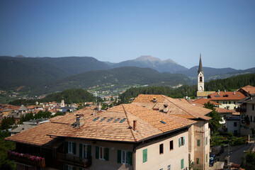 Barga town and Alpi Apuane mountains in winter. Garfagnana, Tuscany, Italy Europe
