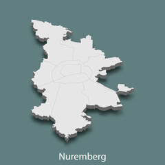 3d isometric map of Nuremberg is a city of Germany