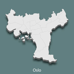 3d isometric map of Oslo is a city of Norway