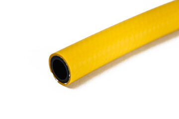 The cut tip of the rubber hose, on a white background