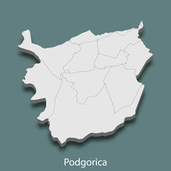 Obraz premium 3d isometric map of Podgorica is a city of Montenegro