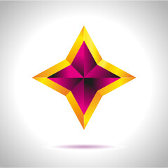 Shiny Gold Star. Christmas Illustration for design on white background