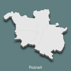 3d isometric map of Poznan is a city of Poland