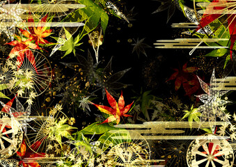 Cool and fantastic Japanese pattern black background texture