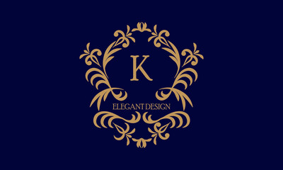 Exquisite monogram template with the initial letter K. Logo for cafe, bar, restaurant, invitation. Elegant company brand sign design.